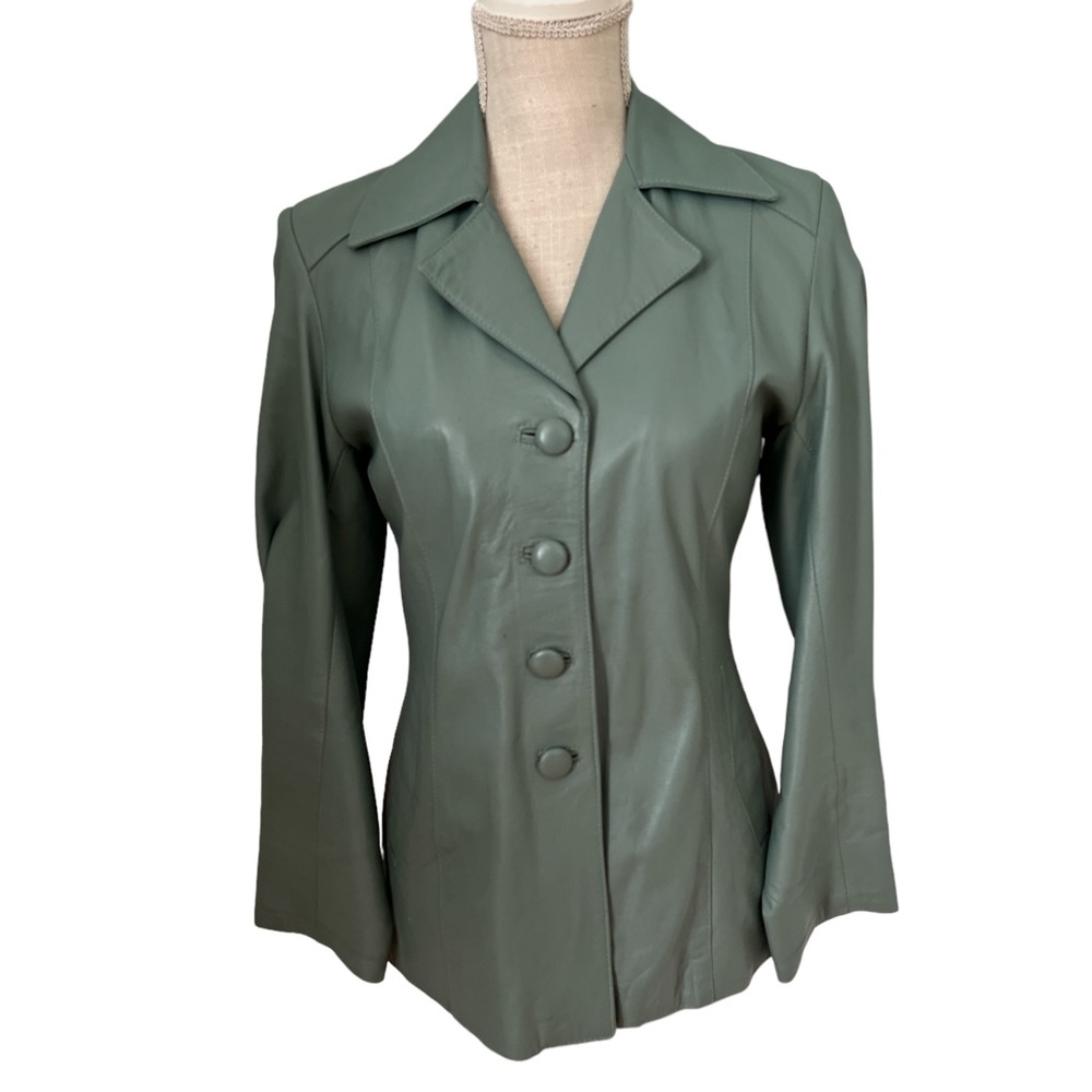 Vera Pelle Vintage Green Blue Viscose Leather Jacket